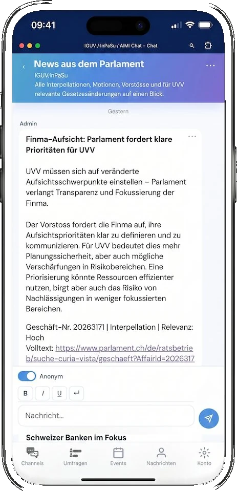 News aus dem Parlament: KI-aufbereitete Vorstösse mit Relevanzprüfung und Link